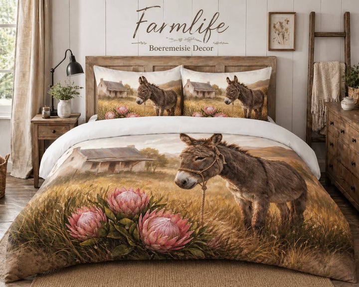 Farmlife Donkey & Protea - Duvet Set