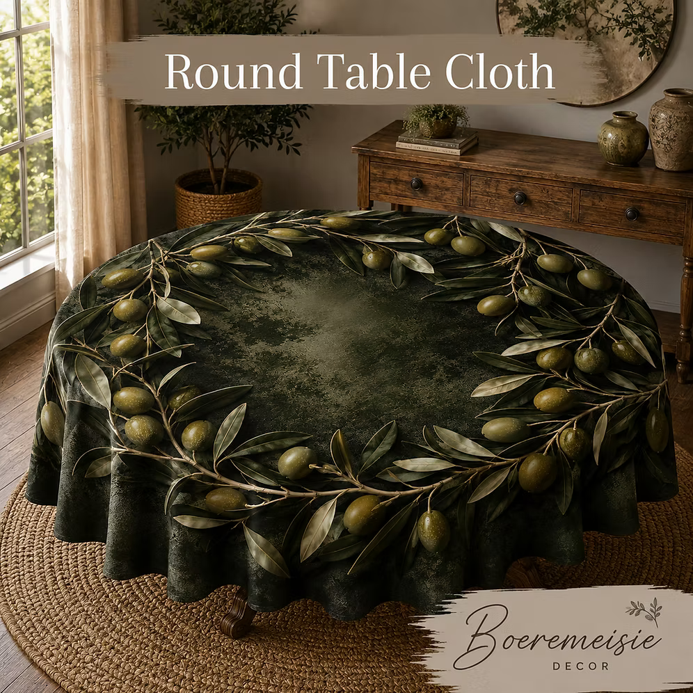 Round Table Cloth Green Olives