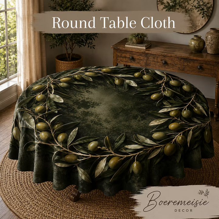 Round Table Cloth Green Olives