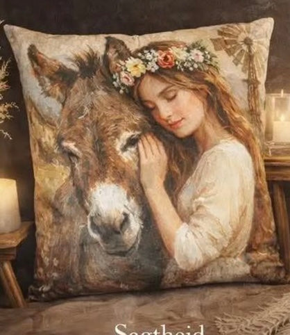 Boeremiesie Scatter Cushion – Lady with Donkey