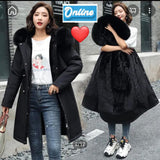 Ladies’ Long Water-Resistant Coat With Fluffy Hood