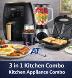 4-Slice Sandwich Maker, 2-In-1 Electric Glass Blender And 6L Air Fryer Combo