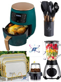 1.5L Electric Blender, 12 Piece Silicone Kitchen Utensil Set, 6L Air Fryer And 3 Piece Tray Set Combo