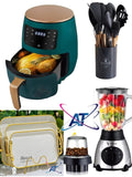 1.5L Electric Blender, 12 Piece Silicone Kitchen Utensil Set, 6L Air Fryer And 3 Piece Tray Set Combo