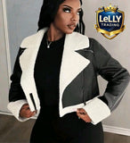 Women’s Black Leather Jacket With White Lining