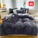 Three Piece Fluffy Comforter Set Queen