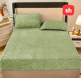 Geometric Pattern Three Piece Mattress Protector - Queen Size