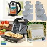 Tray Set, Tea Set, Sandwich Maker And Electric Kettle Combo