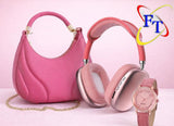Handbag, Bluetooth Headphones And Watch Combo