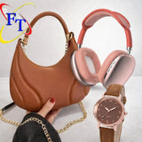 Handbag, Bluetooth Headphones And Watch Combo