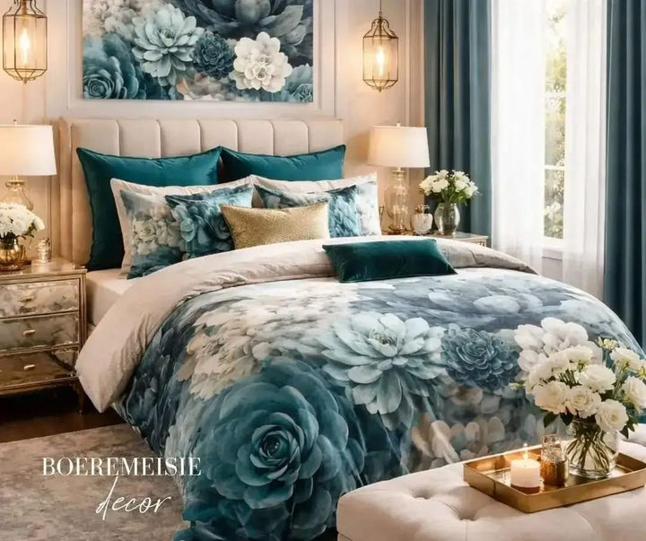 Blue Succulents Duvet Set