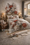Vintage Red Flower Bunny Duvet Set