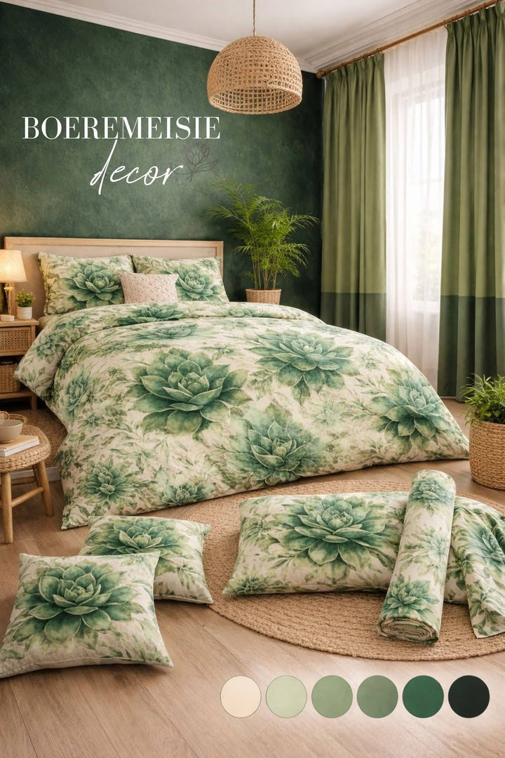 Green Succulent Duvet Set