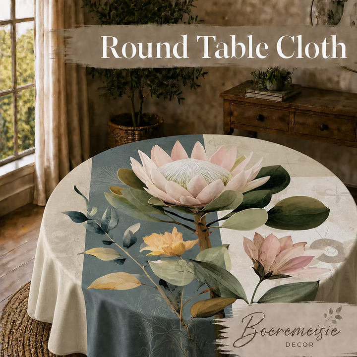Round Table Cloth Light protea art