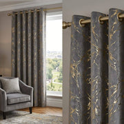 Marble Velvet Eyelet Curtains Size: 2.6 m x 2.4 m. Sold per drop.