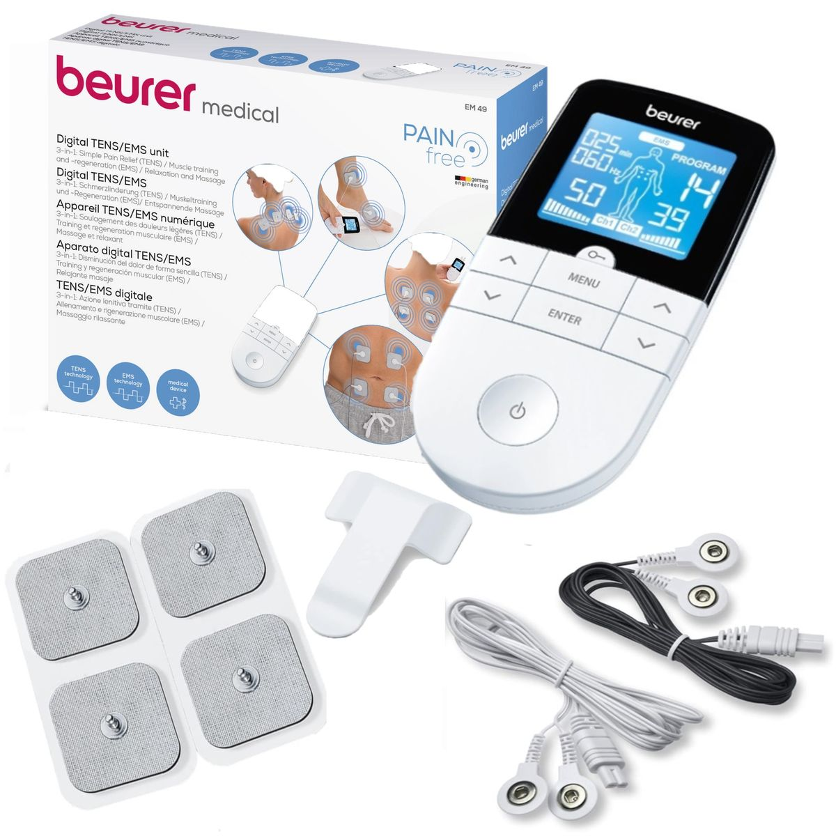 Beurer Digital TENS / EMS Device: Pain Therapy & Muscle Stimulation EM 49