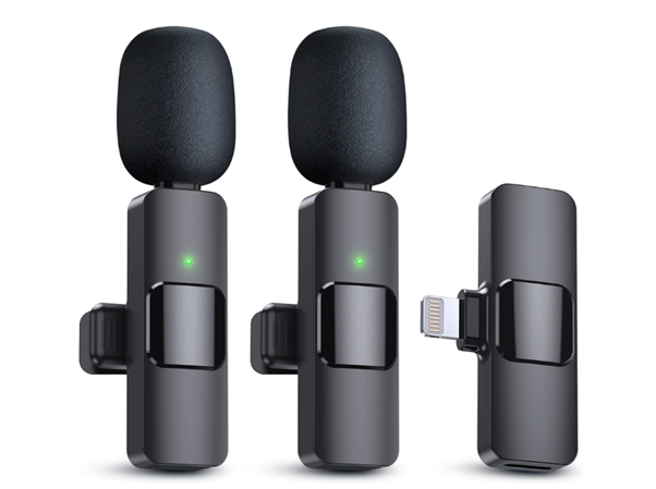 2 Pack Wireless Lavalier Microphones for iPhone iPad Professional Clip Mic