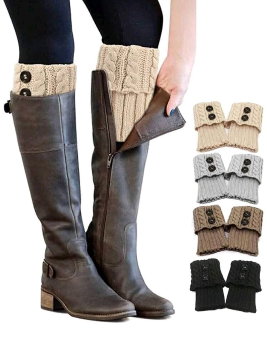 1 Pair Women's Winter Warm Boot Cuffs, Crocheted Knitted Boot Socks Short Leg Warmers