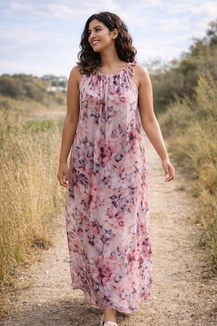 Pink Peonies - Drawsting Dress