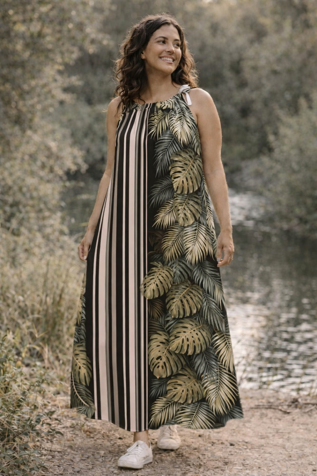 Fern stripes - Drawstring Dress