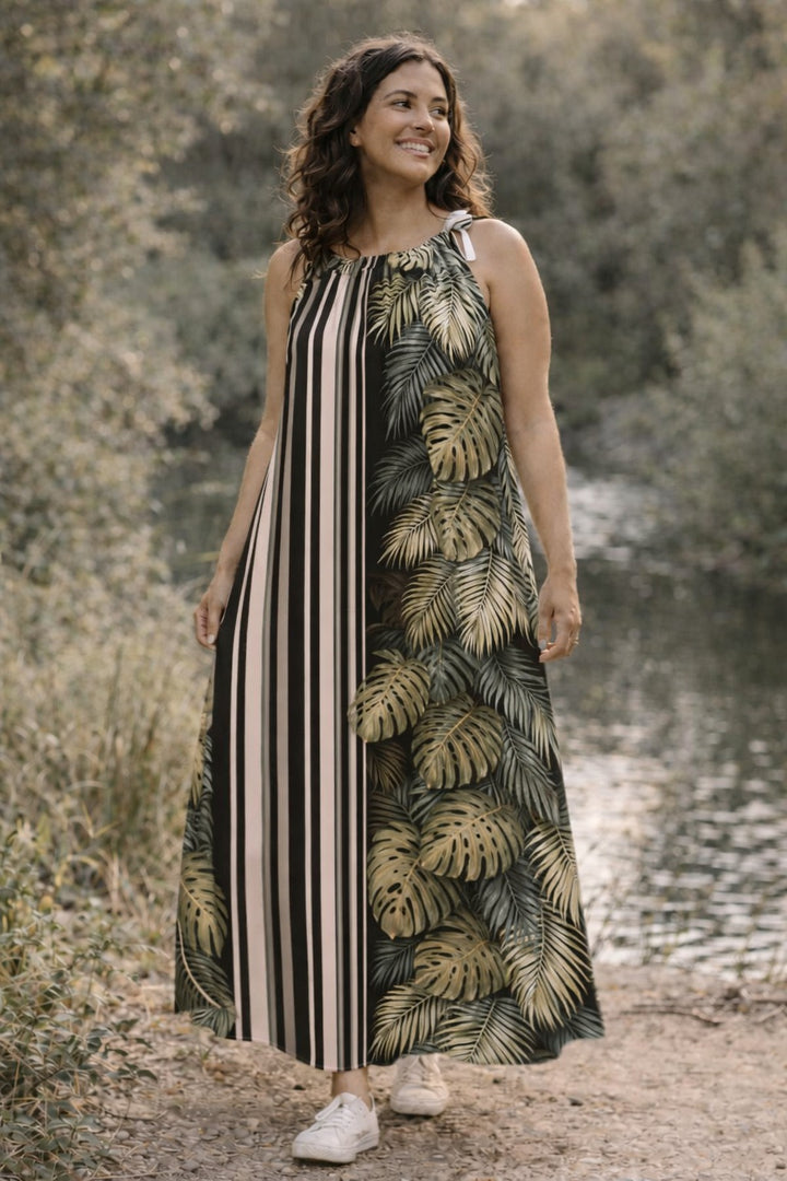 Fern stripes - Drawstring Dress