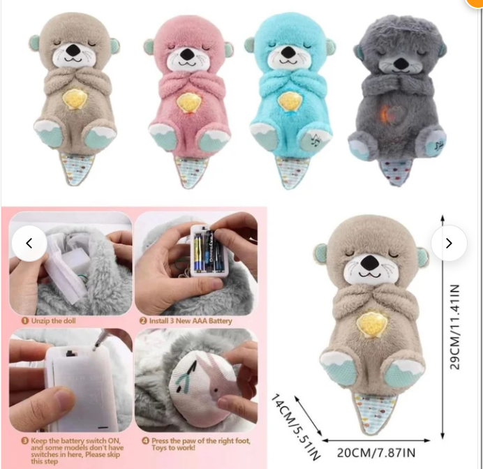 GENERIC Breathing Otter Sleep Buddy - Soothing Plush Doll with Rhythmic Breathing, Music, and Lights | Calming Sleep Aid for Newborns | Baby Otter Sound Machine | Battery Not Included