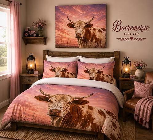 Pink Girl Nguni - Duvet Set