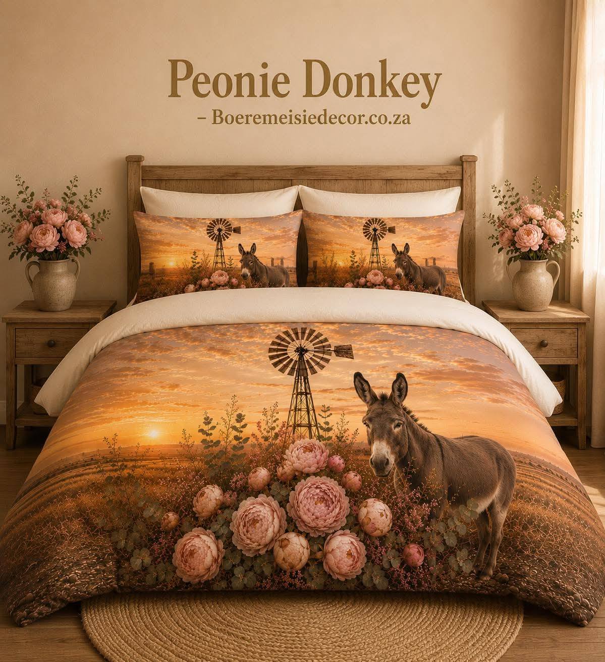 Pink Peony Donkey - Comforter
