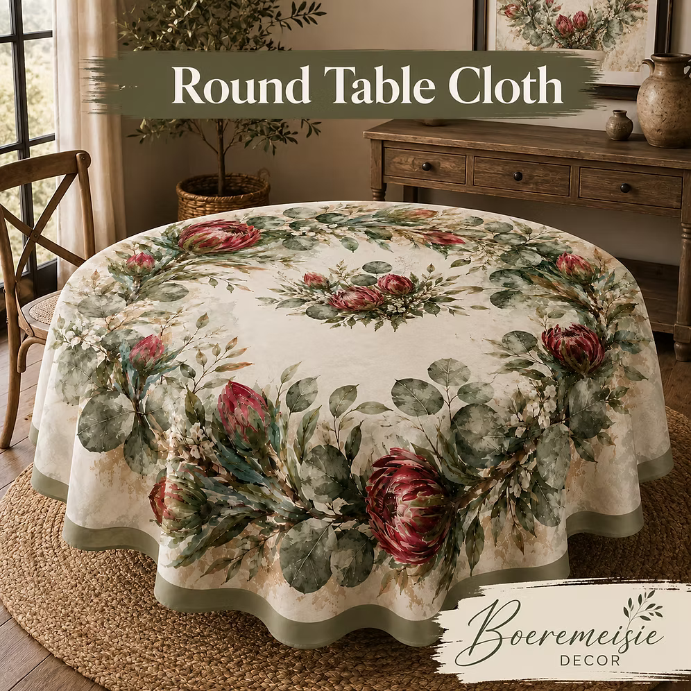 Round Table Cloth Protea Green 1