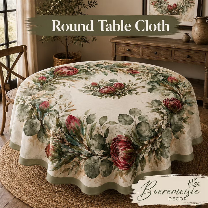 Round Table Cloth Protea Green 1