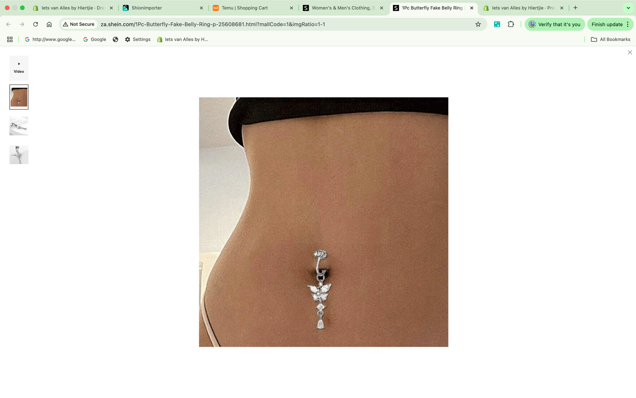 1Pc Butterfly Fake Belly Ring