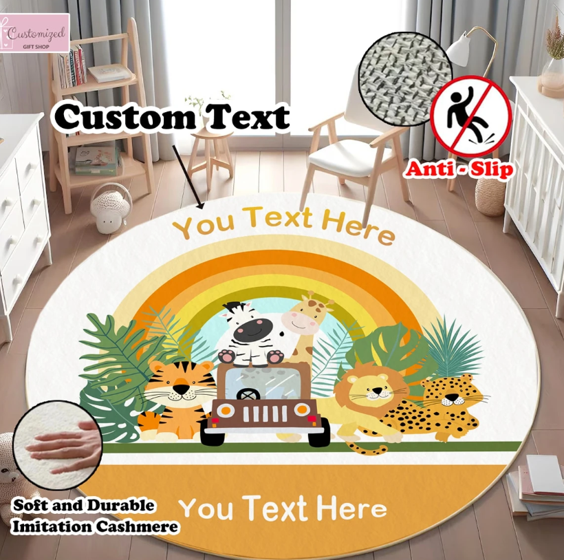 1pc 4 Sizes Customized Custom Rugs Carpet Rugs For Bed Room Rugs Living Room Door Mat Bedroom Rug Carpet For Living Room Cute Little Animal Round Rug Bedroom Rug Imitation Cashmere Living