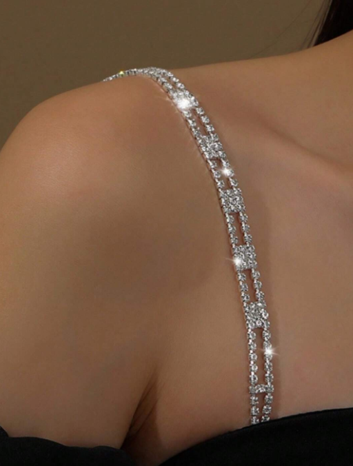 1pc New Rhindiamond-Shaped Underwear Bra Outside The Shoulder Strap Advanced Pure Fashion Gorgeous Bra Shoulder Strap Bride Wedding Accessories Can Expose The Beautiful Back With Chest Halter Dress 100 Matching Ornaments