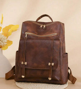 Square Design Sense Women Nylon Backpack With Flap, Minimalist Style, Large Capacity, College Student Backpack