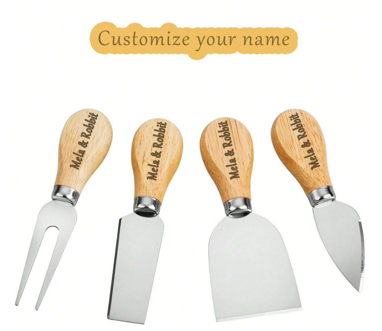 [Custom] 4pcs Cheese Knife Set - Cheese Knife, Cheese Fork, Cheese Slicer, Butter Knife - Mini High-Quality Stainless Steel Cheese Knife Set - Cheese Knife For Charcuterie Board - Charcuterie Board Accessories