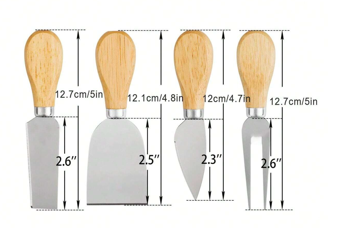 [Custom] 4pcs Cheese Knife Set - Cheese Knife, Cheese Fork, Cheese Slicer, Butter Knife - Mini High-Quality Stainless Steel Cheese Knife Set - Cheese Knife For Charcuterie Board - Charcuterie Board Accessories