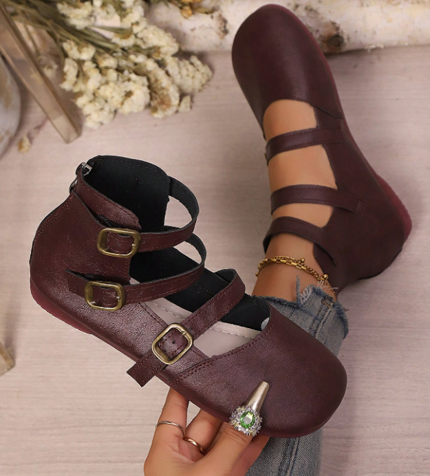 New Niche Gentle Mary Jane Shoes - Black Big Head Round Toe Retro Shoes, Sweet Comfortable New Style One-Strap Shoes,