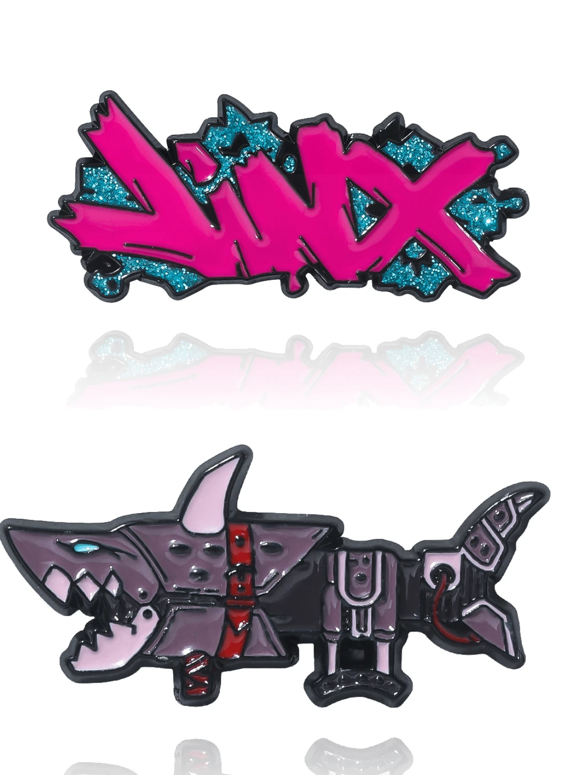 1pc Cartoon Jinx Letter Badge Shark Brooch, Colorful Hard Enamel Role-Playing Props Game Cloisonne Lapel Pin Bag Hat Decoration Backpack For School SKU: sc25061966385047484