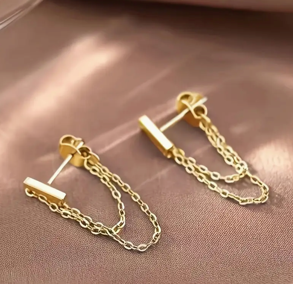 1 Pair Of Japanese And Korean Style Fashion Personality Chain Tassel Earrings