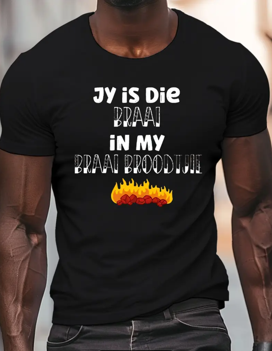 Afrikaans barbeque Afrikaans Funny Afilica Men's Casual Grew Neck Short Sleeve T-Shirt for Summer, PLUS SIZE