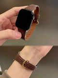 1pc Horseshoe Buckle Leather Watch Band Compatible With Apple Watch 38/40/41/42/44/45/46/49mm Watch Strap
