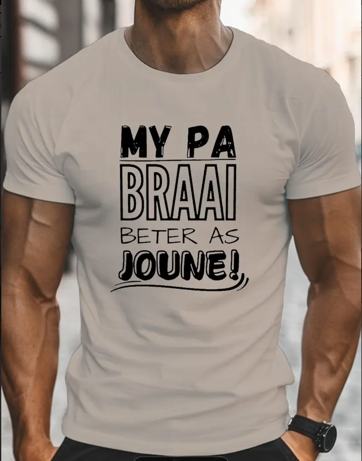 Men'S Afrikaans Funny Humorous Africa Print T-Shirt - Casual Crew Neck Short Sleeve, Lightweight Summer Top with Bold Black Lettering, Comfortable Regular Fit for Casual Attire, Breathable Fabric