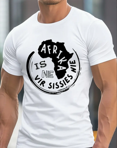 Men's Funny Afrikaans Slogan Print T-Shirt - "Afrika Is My Sis" Graphic Crew Neck Tee, Lightweight Summer Casual Top with Geometric Africa Design, Machine Washable Regular Fit