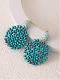 1 Pair Handmade Colorful Wooden Bead Weaving Circle Matching Turquoise Woven Wooden Bead Long