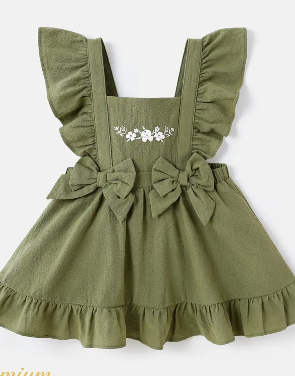 PatPat Baby Girl's 100% Cotton Bow Front Ruffle Trim Dress - Summer Casual, Non-Stretch Fabric, Machine Washable