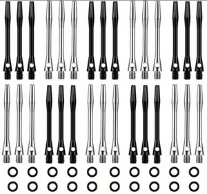 30pcs Dart Shafts for Steel Tip Medium 2BA Thread Aluminum Alloy Dart Stems 45mm with Rubber Rings Replacement Aluminum Dart Shaft Darts Accessories Kit