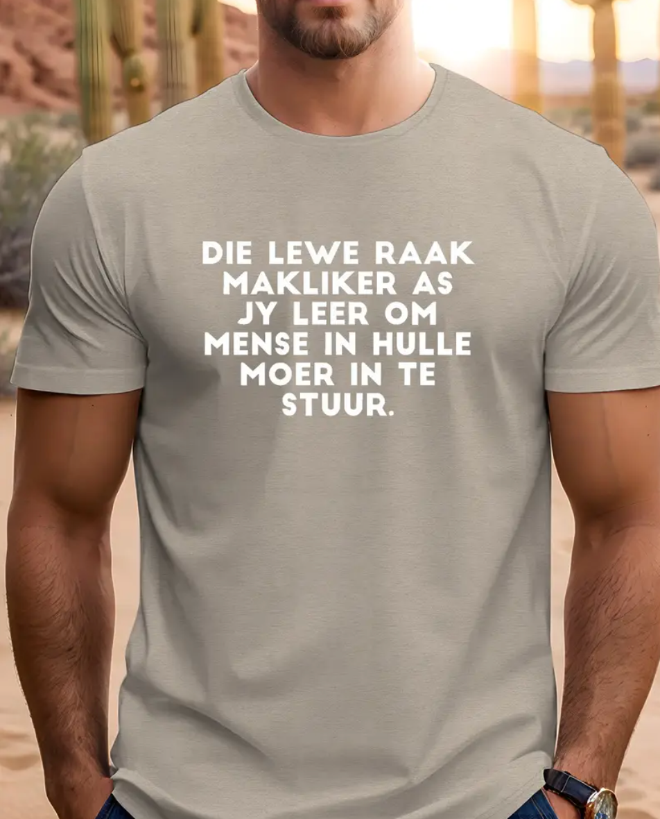 Men's Funny Afrikaans Saying T-Shirt - Black with White Text - Lightweight Crew Neck Summer Tee -