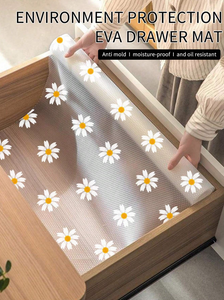 1 Roll Food Contact Grade MaterialDaisy Shelf Liner For Kitchen Cabinets,Non-Adhesive Drawer Liner,Non-Slip