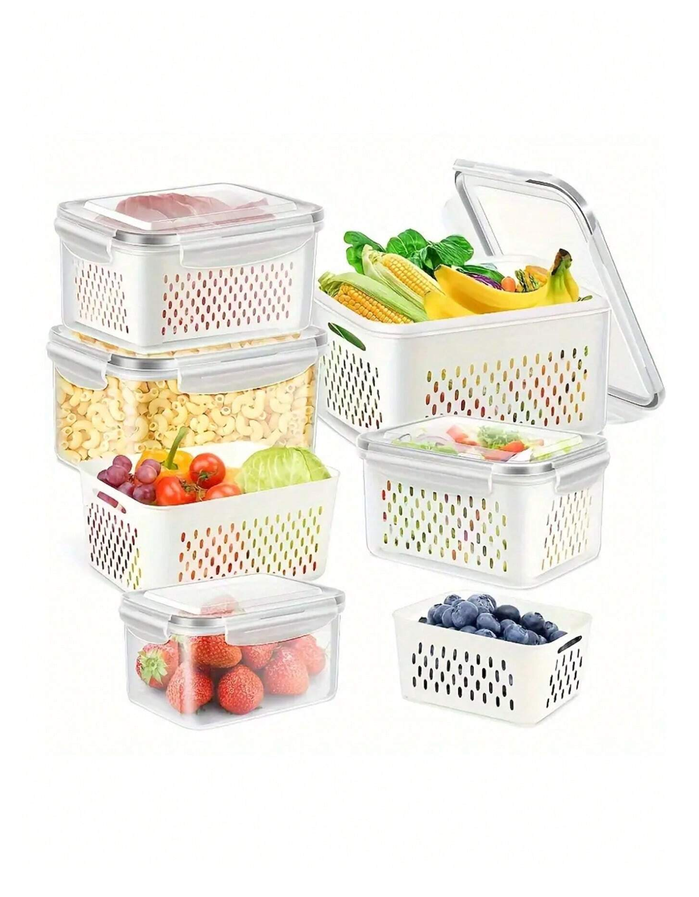 6pcs Plastic Food Storage Containers With Lids, Suitable For Refrigerator, Multi-Function Sealed Airtight Boxes For