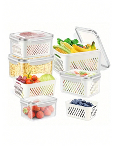 6pcs Plastic Food Storage Containers With Lids, Suitable For Refrigerator, Multi-Function Sealed Airtight Boxes For
